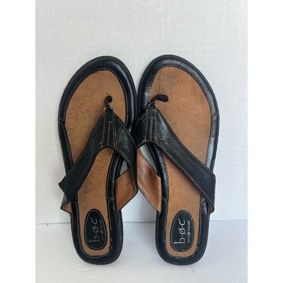Born of Concept Black Vegan Comfort Flat Summer Padded Thong Flip Flop Sandals 8 - Picture 3 of 9